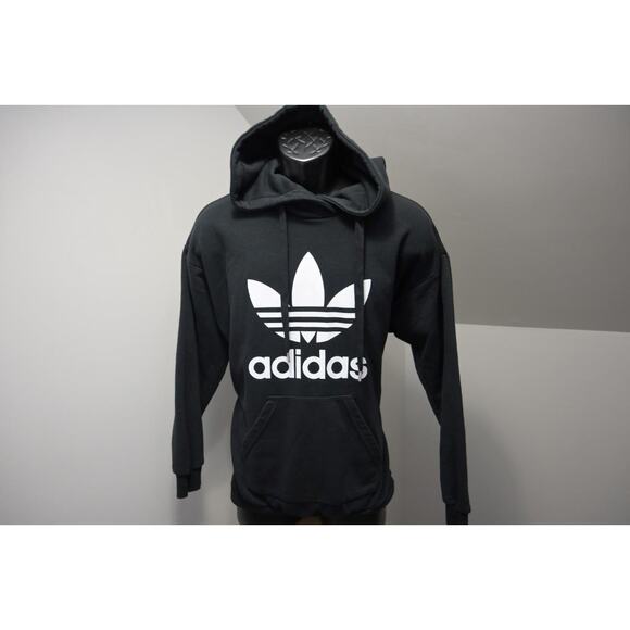 Adidas Hoodie Pull Over Black Cotton Blend Athletic Sweater Mens Size Small - Picture 1 of 8